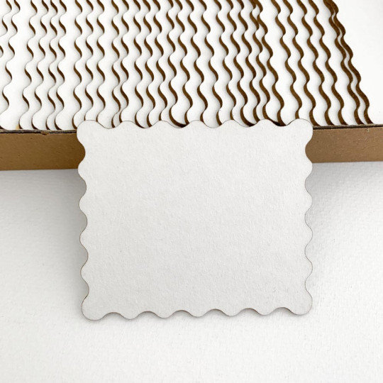 White Paperboard Scalloped Rectangle Bases for Crafting ~ Set of 5 ~ 2-7/8" long